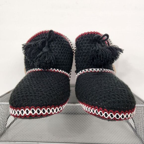 MukLuks Booties  A LA Mode Womens Size 7to 8 Black Knit Sherpa Cozy Slippers - Picture 8 of 10